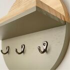 Porta Chaves Em Madeira Com Prateleira E Três Ganchos - Cinza