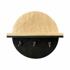 Porta Chaves Em Madeira Com Prateleira E Três Ganchos - Preto