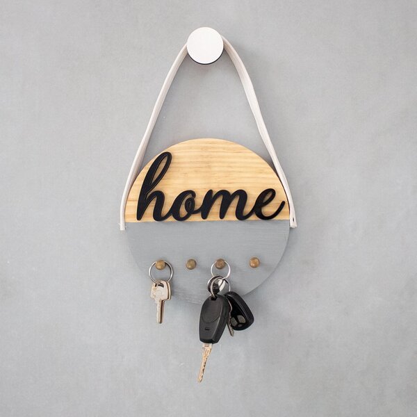 Porta-chaves Em Pinus Cinza Home - 17cm