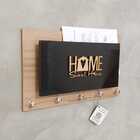 Porta Chaves Home Sweet Home Amadeirado E Preto 25x15cm Momen