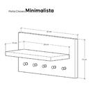 Porta Chaves Minimalista De Parede Com 5 Pinos Branco