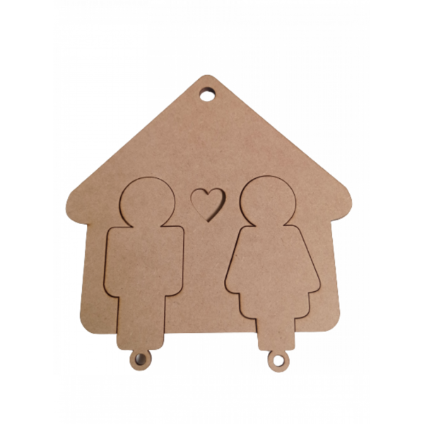 Porta Chaves Modular Casal Com 2 Chaves Em Mdf - Natural