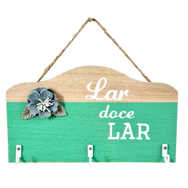 Porta Chaves Parede Criativo Em Mdf 3 Ganchos Lar Doce Lar