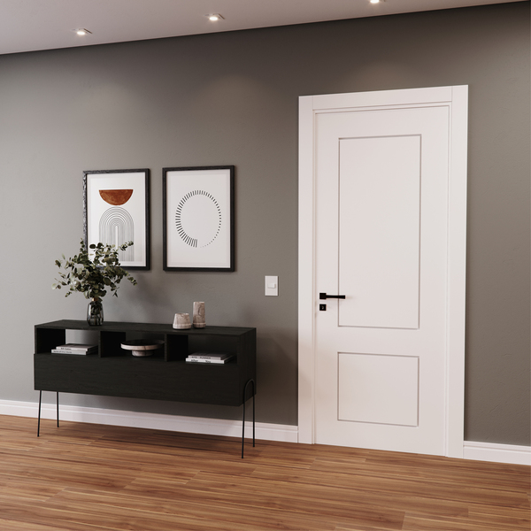 Porta com Batente 17 a 21cm de Giro Sarrafeada Genebra Laca Branco Direito ou Esquerdo 2,10x0,60m Ipumirim