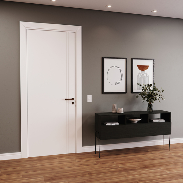 Porta com Batente 17 a 21cm de Giro Sarrafeada Zurique Laca Branco Direito ou Esquerdo 2,10x0,60m Ipumirim