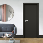 Porta com Batente de Giro Madeira Sarrafeada Lisa Lacca Touch Nero Lado Direito ou Esquerdo 2,10x0,60m Concrem Wood