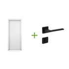 Porta com Batente de Giro Sarrafeada Lisa Lacca Touch Bianco Lado Direito ou Esquerdo 2,10x0,80m com Fechadura Arouca