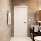 Porta com Batente de Giro de Madeira Sarrafeada Decorada Pintura UV Branco Vivace Lado Direito 2,10x0,60m Artens