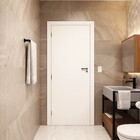 Porta com Batente de Giro de Madeira Sarrafeada Lisa Pintura UV Branco Vivace Lado Direito 2,10x0,60m Artens