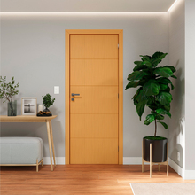 Porta com Batente de Giro de Madeira Sarrafeada Decorada Pintura UV Curupixá Vivace Lado Esquerdo 2,10x0,70m Artens