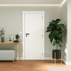 Porta com Batente de Giro de Madeira Sarrafeada Lisa Pintura UV Branco Vivace Lado Esquerdo 2,10x0,70m Artens