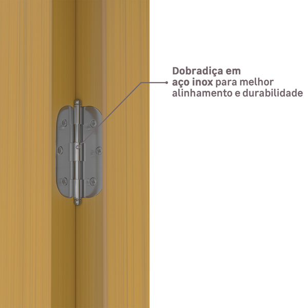 Kit de Porta de Madeira com Batente Vivace UV: Dobradiça em Aço Inox para melhor alinhamento e durabilidade