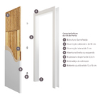 Porta com Batente de Giro De 12 a 19cm Sarrafaeada Lisa Lacca Touch Bianco Lado Direito ou Esquerdo 2,10x0,90m