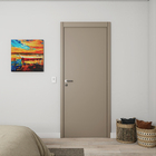 Porta com Batente de Giro 12cm Sarrafaeada Lisa Lacca Touch Capuccino Lado Direito ou Esquerdo 2,10x1,00m Vivace Plus