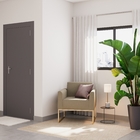 Porta com Batente de Giro Lisa Madeira Sarrafeada Laca Pu Titanium Acetinado Modelo Delicata 2,10x1,10m Rohden Portas