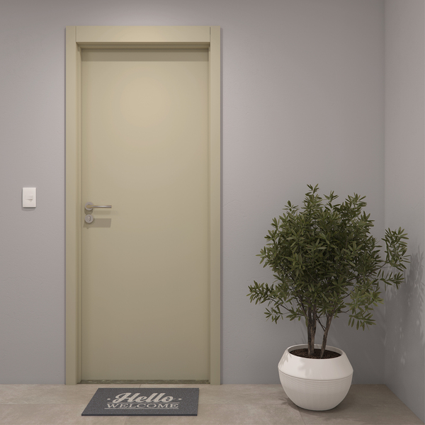 Porta com Batente de Giro De 12 a 19cm Sarrafaeada Lisa Lacca Touch Fendi Lado Direito ou Esquerdo 2,10x1m Vivace Plus