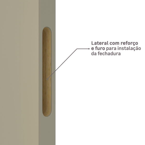 Kit de Porta de Madeira com Batente Vivace Plus: Lateral com reforço e furo para instalação da fechadura