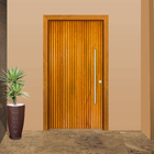 Porta com Batente Pivotante Decorada Ripada Madeira Maciça Angelim Natural 2,10x1,00m Galon