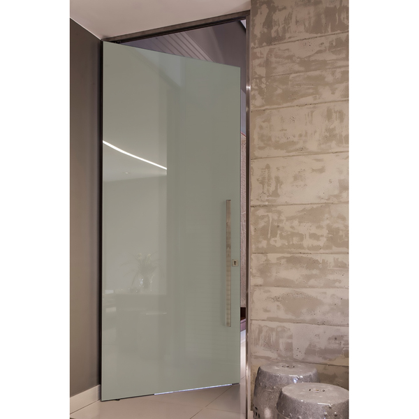 Porta com Batente Pivotante de Vidro Champanhe com Estrutura de Alumínio 2,68x1,25m Nox Portas