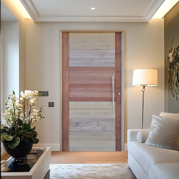 Porta Com Visor Mista Batente Misto 14 Puxador Barra Chata 11