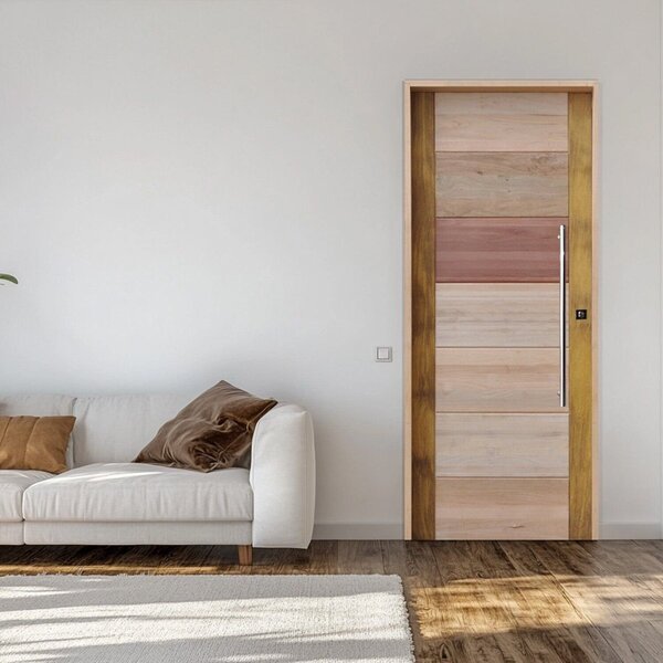 Porta Com Visor Mista Batente Misto 14 Puxador Barra Chata 82