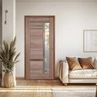 Porta Com Visor Mista Batente Misto 14 Puxador Barra Chata  1