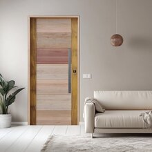 Porta Com Visor Mista Batente Misto 14 Puxador Barra Chata  8