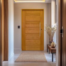 Porta Com Visor Mista Batente Misto 14 Puxador Barra Chata  8