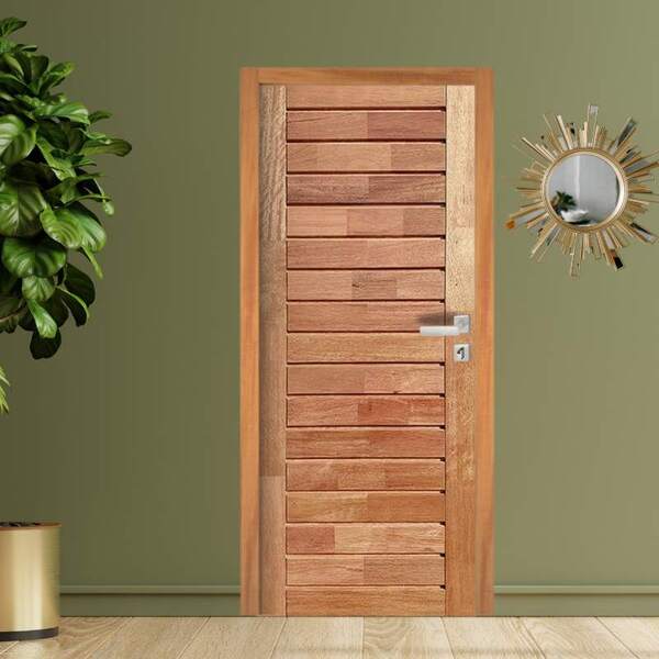 Porta Completa Comercial Em Madeira Maciça Cedro Arana 70cm X