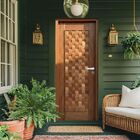 Porta Completa Couro 72x210cm Em Madeira Maciça Cedro Arana