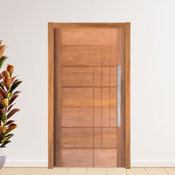 Porta Completa Pivotante Bbb 03 Frisos 110x210 Em Madeira Mac
