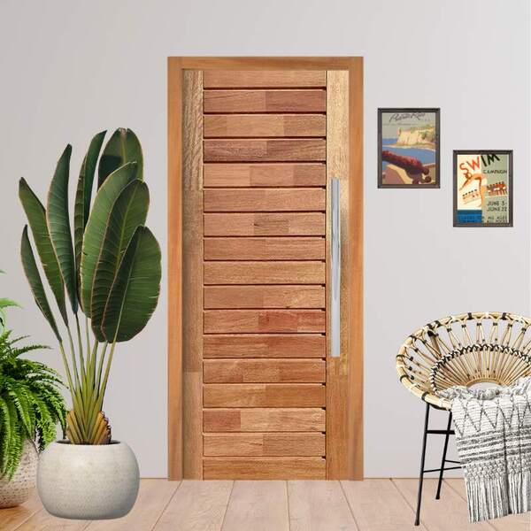 Porta Completa Pivotante Comercial 120x210cm Em Madeira Maciç