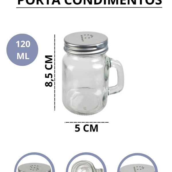 Porta Condimento De Vidro Com Alca 2-pecas 120-ml Lehavi Tran