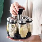 Porta Condimento Giratório 6 Peças Em Aço Inox Vidro Cozinha