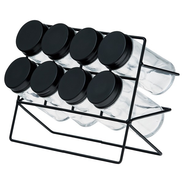 Porta Condimentos Com 8 Potes E Suporte Metal Lyor