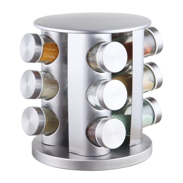 Porta Condimentos Com Base Giratória De Aço Inox 12 Potes - J