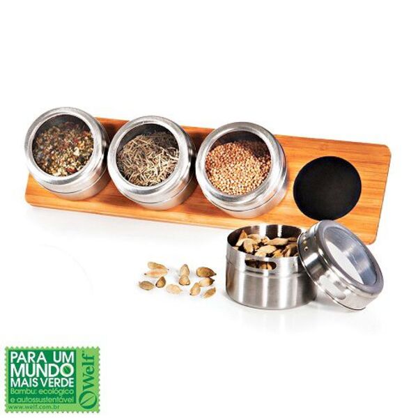 Porta Condimentos Em Inox Bambu Acapulco 0 1 L 5 Peças Welf T
