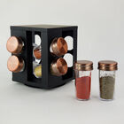 Porta Condimentos Giratório 8 Peças Aço Inox Preto E Bronze -