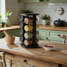 Porta Condimentos Giratório Plástico Preto Com 08 Potes 80ml