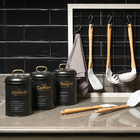 Porta Condimentos Lata Mantimentos Industrial Preto Biscoito