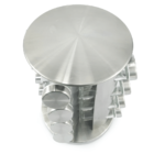 Porta Condimentos Redondo Em Aço Inox Com 16 Potes De Vidro E