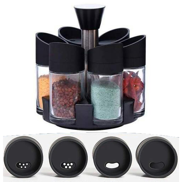 Porta Condimentos Temperos 6 Peças Cozinha Suporte Giratorio