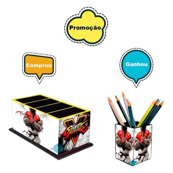 Porta Controle Decoração Street Fighter + Porta Treco