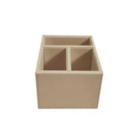 Porta Controle Remoto Couro Sintético Bege 3 Divisorias Th007