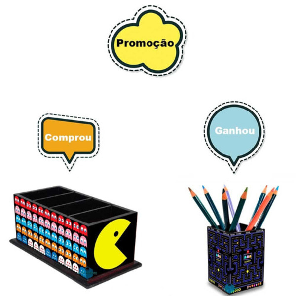 Porta Controle Remoto Decoração Pac Man + Porta Treco