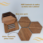 Porta Copos Madeira Mesa Jantar Cozinha Bar Durável 6 Unidade