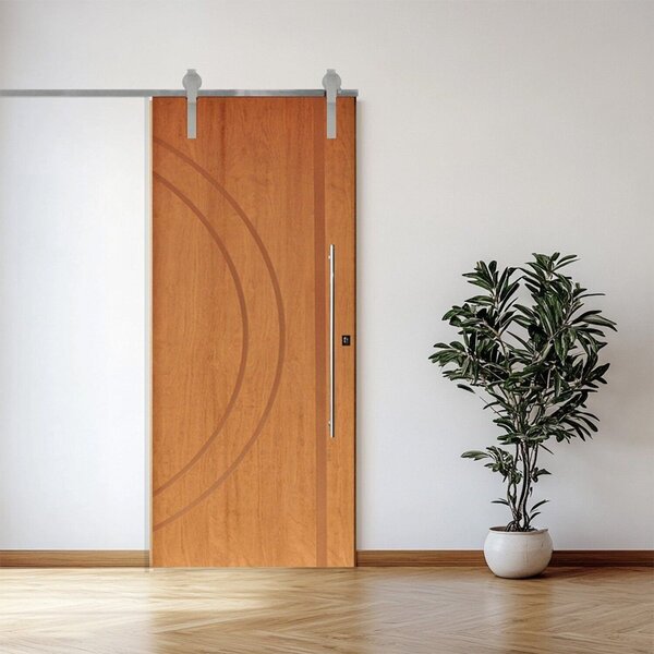 Porta Correr 10 Trilhos Soft Aparente Puxador Tubo 80cm 72x21