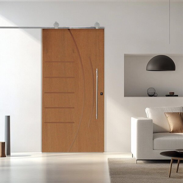 Porta Correr 134 Trilho Soft Aparente Puxador Tubo 80cm 102cm