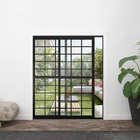 Porta de Correr 2 Folhas Quadriculada Alumínio Pintado Preto Lado Direito 2,10x1,60m Linha Palace Líder