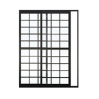 Porta de Correr 2 Folhas Quadriculada Alumínio Pintado Preto Lado Direito 2,10x1,60m Linha Palace Líder